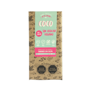 Barra de Chocolate Coco 70% Cacao, 80 g. (Sabores sin Culpa)