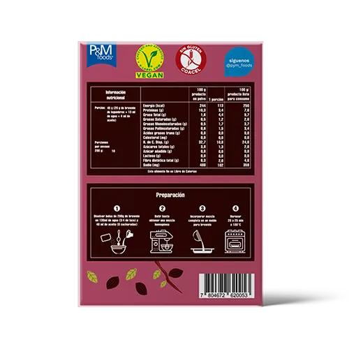 Mezcla Brownie Instantáneo, 500 gr. - P&M Foods