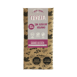 Barra de Chocolate Cereza 60% Cacao, 80 g. (Sabores sin Culpa)