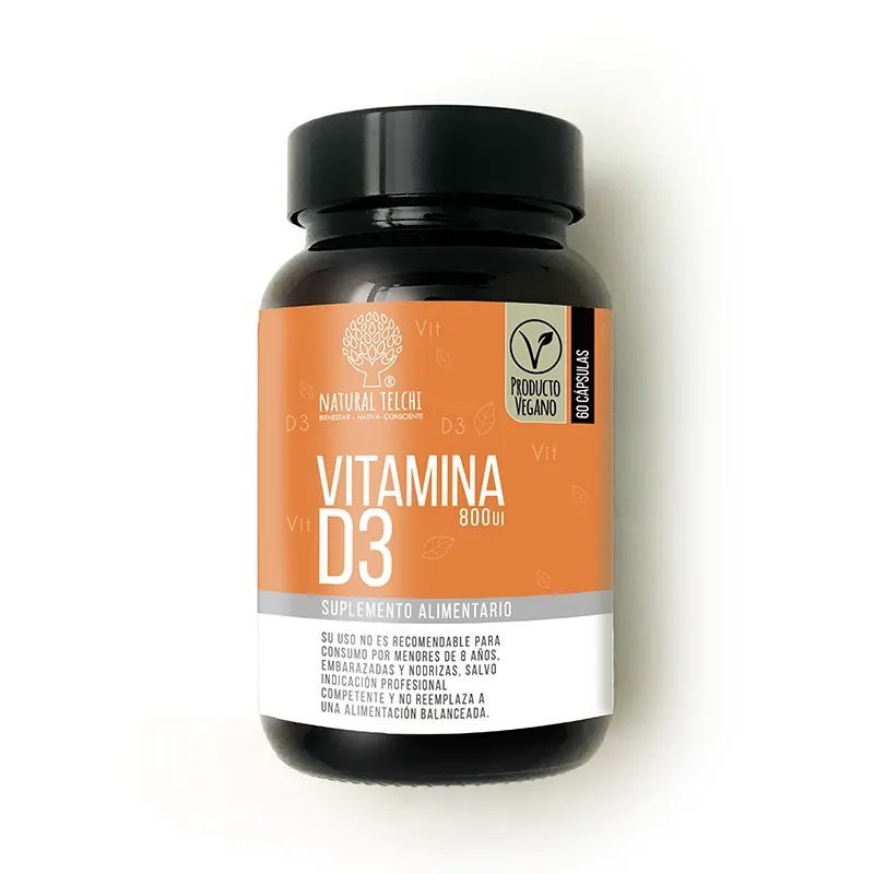 Vitamina D3 800 UI, 500 mg. (60 cápsulas) - Natural Telchi