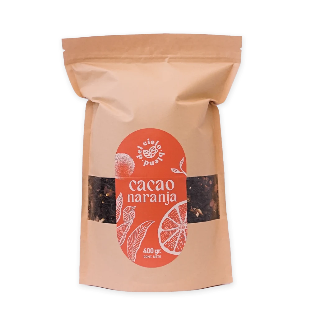 Té Cacao Naranja, 400 gr. - Té negro, Cascarilla Cacao y Cáscara Naranja - Del Cielo Blend