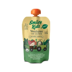 Smiley Kids Compota Orgánica, Verduras+Quinoa, 120 g.