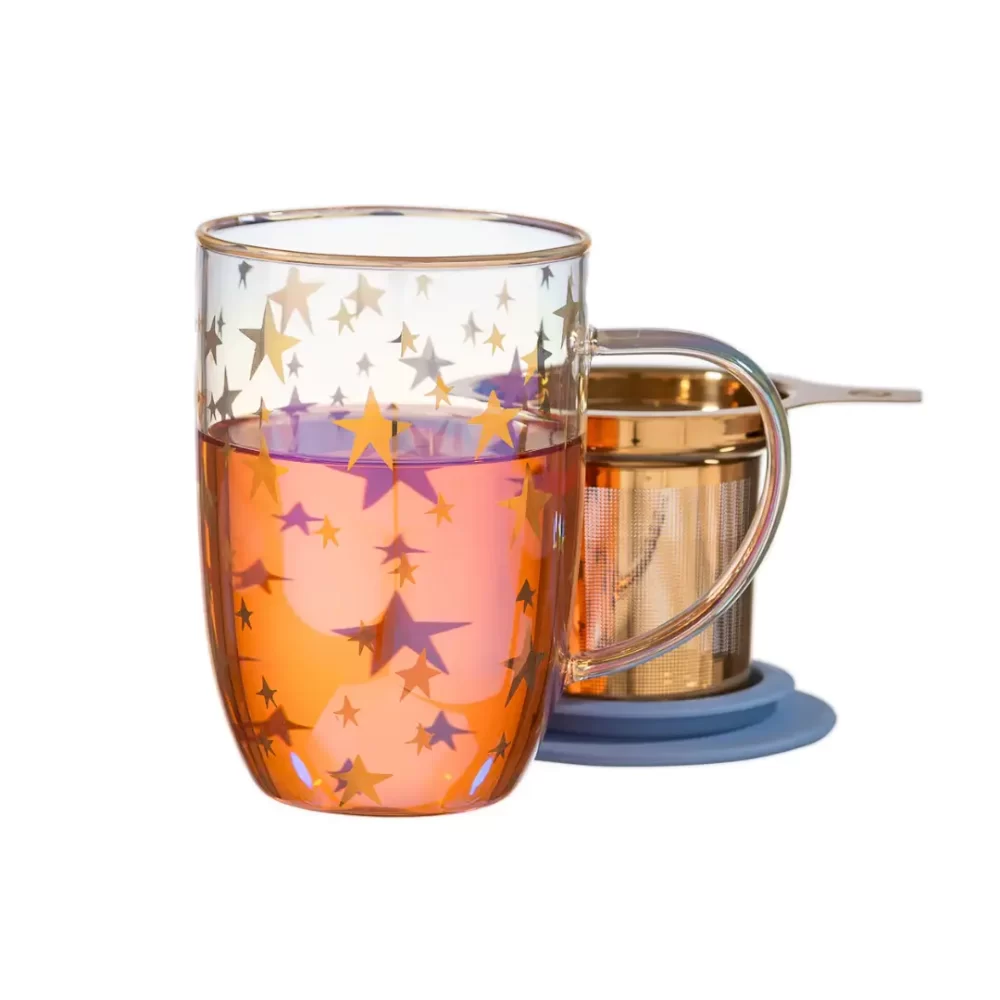 Mug/Taza Bhoro Gold Stars Iridescent, 470 ml. - Adagio Teas