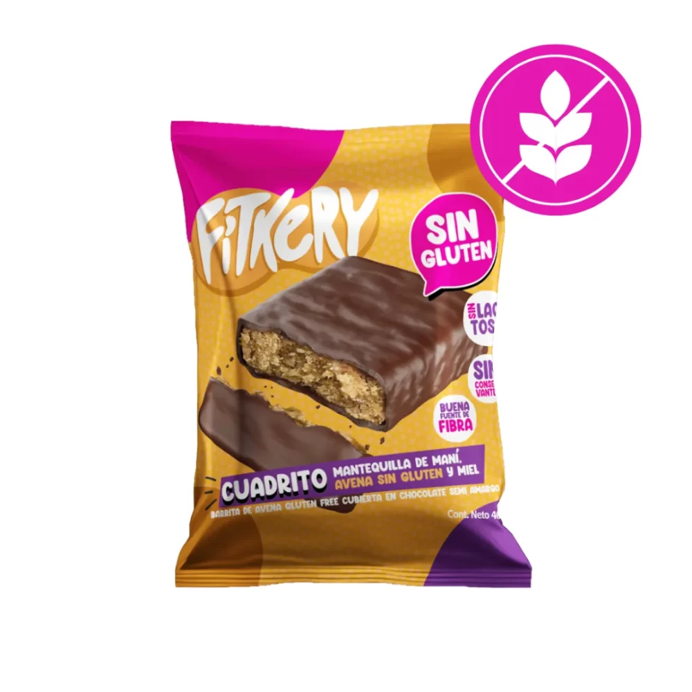 Barrita Cuadrito Sin Gluten, 40 g. - Fitkery