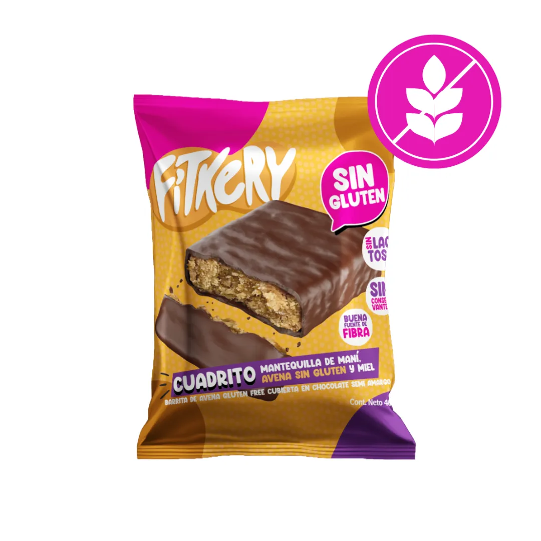 Barrita Cuadrito Sin Gluten, 40 g. - Fitkery